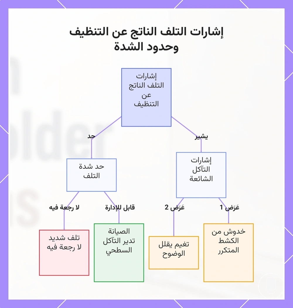 إشارات التلف الناتج عن التنظيف وحدود الشدة