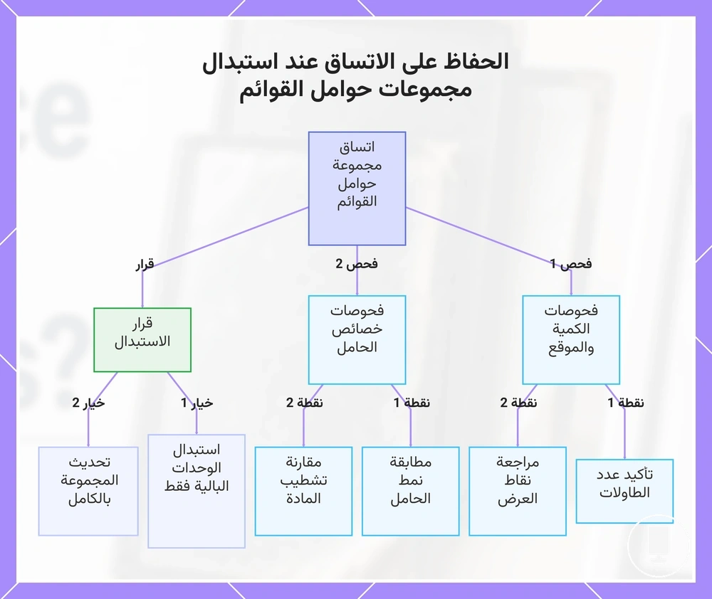 الحفاظ على الاتساق عند استبدال مجموعات حوامل القوائم