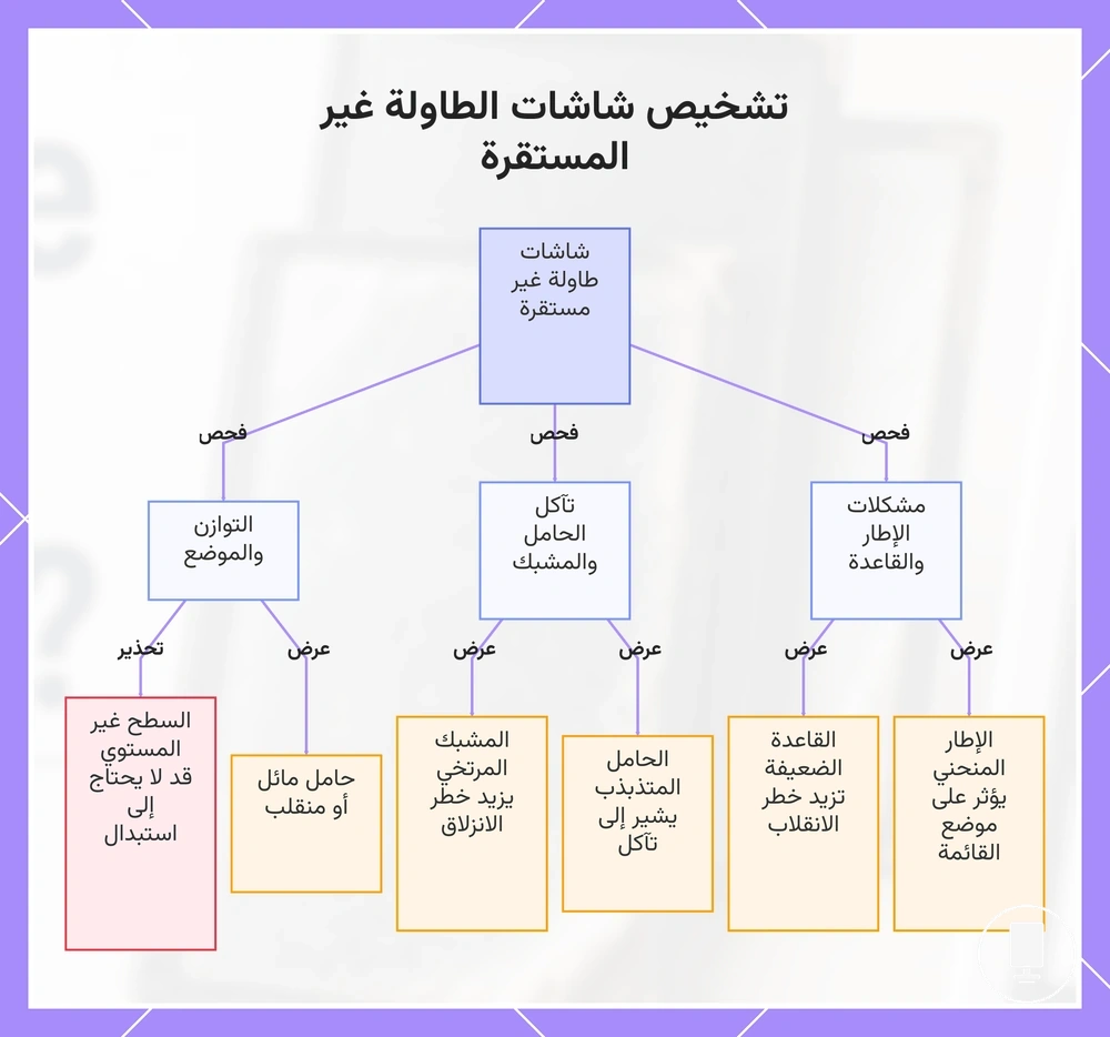 تشخيص شاشات الطاولة غير المستقرة