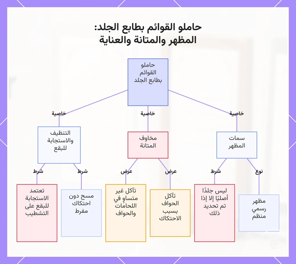 حاملو القوائم بطابع الجلد: المظهر والمتانة والعناية