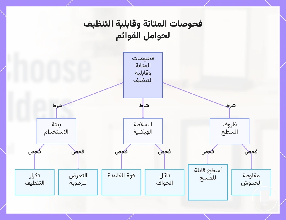 فحوصات المتانة وقابلية التنظيف لحوامل القوائم