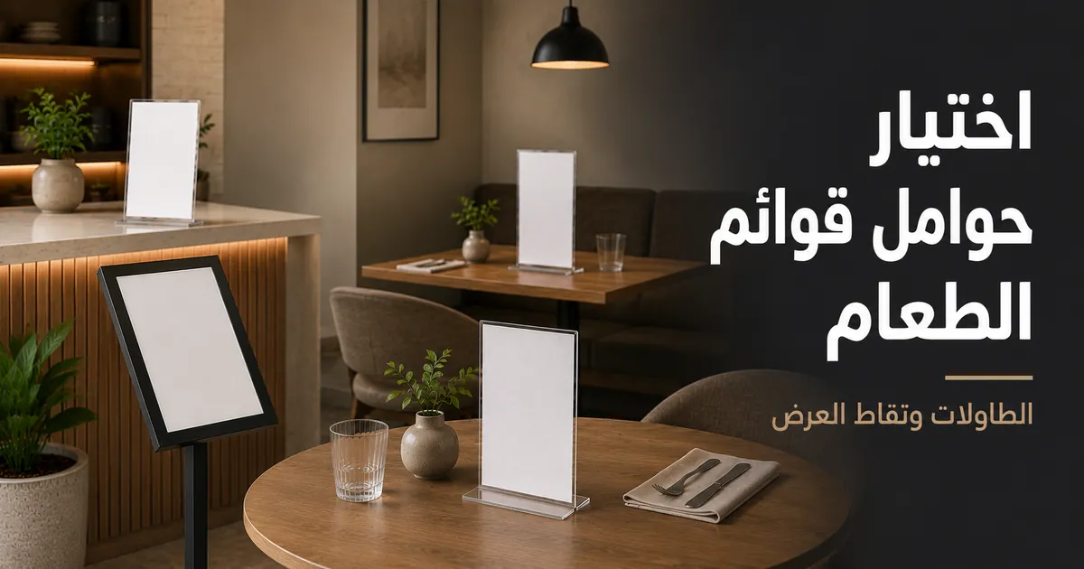عدة حوامل قوائم طعام موزعة على الطاولات ونقاط العرض