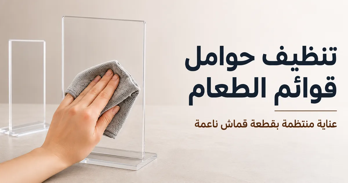 حوامل قوائم طعام يتم تنظيفها بقطعة قماش ناعمة للعناية المنتظمة