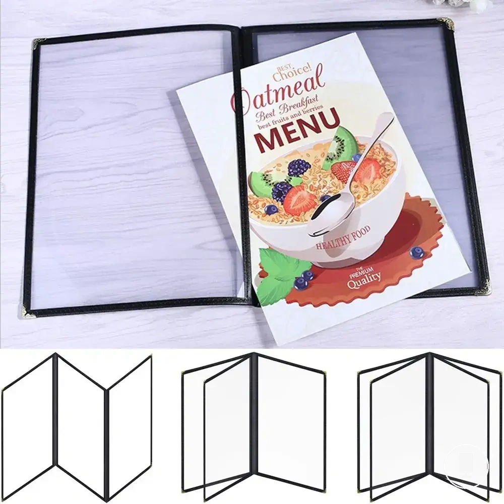 Faltbare transparente PVC-Menühülle in A4 mit zwei Paneelen und Loseblattordner-Format