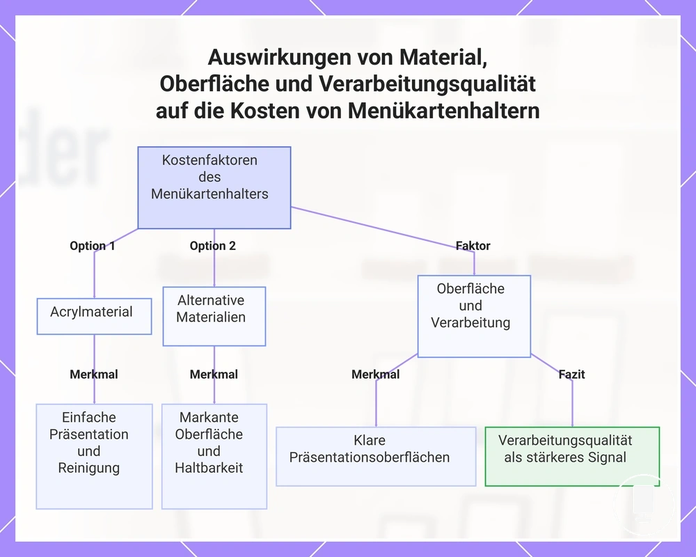 Auswirkungen von Material, Oberfläche und Verarbeitungsqualität auf die Kosten von Menükartenhaltern