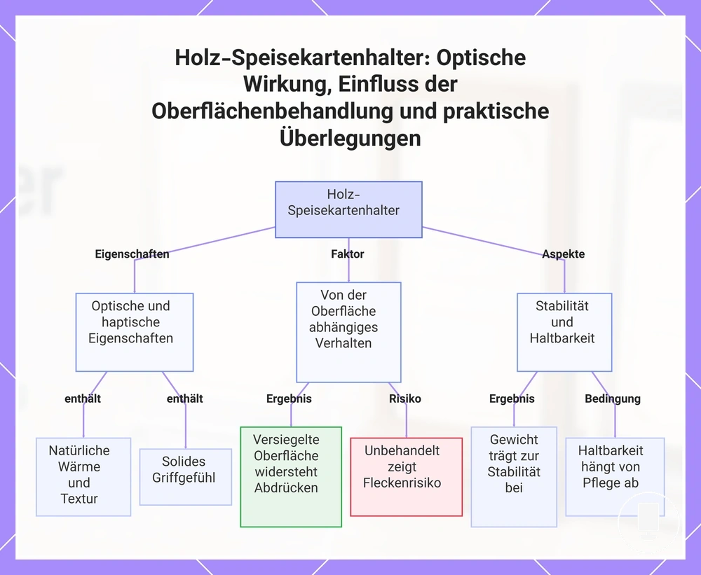Holz-Speisekartenhalter: Optische Wirkung, Einfluss der Oberflächenbehandlung und praktische Überlegungen