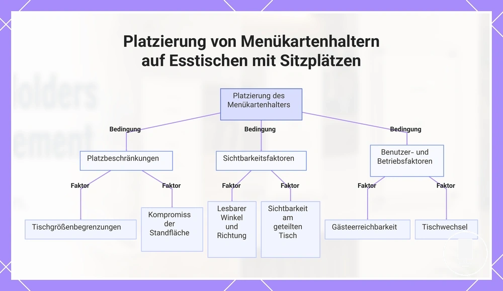 Platzierung von Menükartenhaltern auf Esstischen mit Sitzplätzen