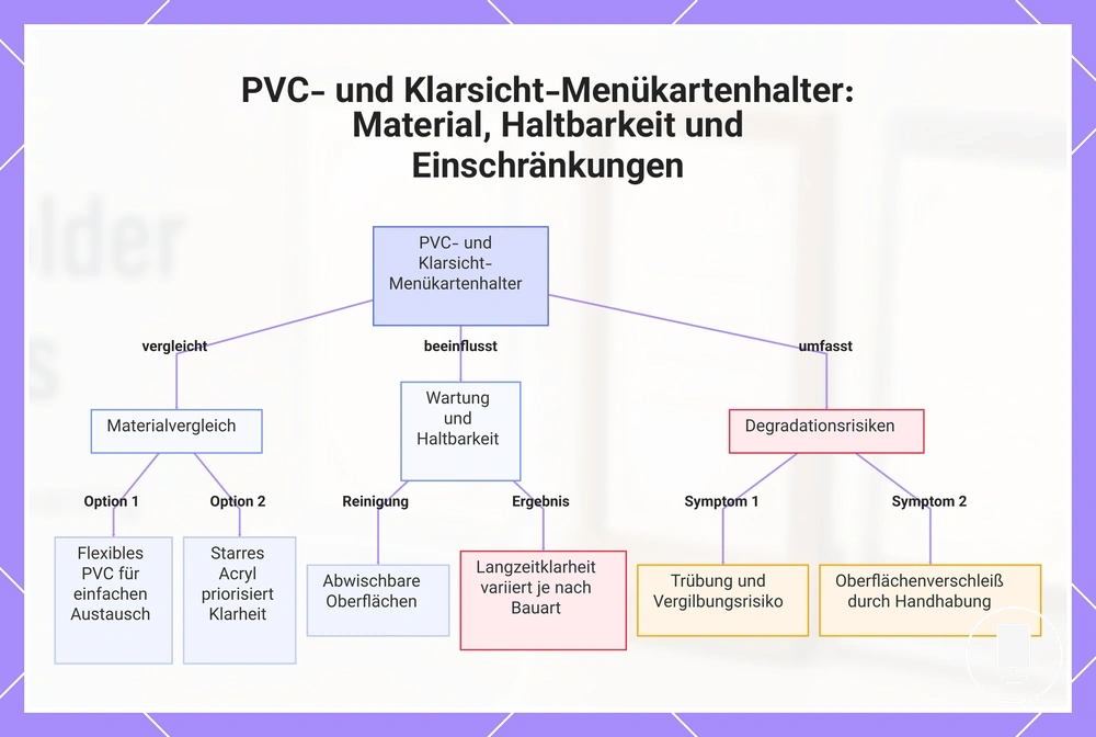 PVC- und Klarsicht-Menükartenhalter: Material, Haltbarkeit und Einschränkungen