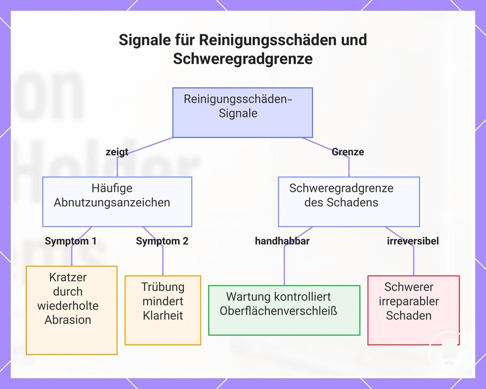 Signale für Reinigungsschäden und Schweregradgrenze