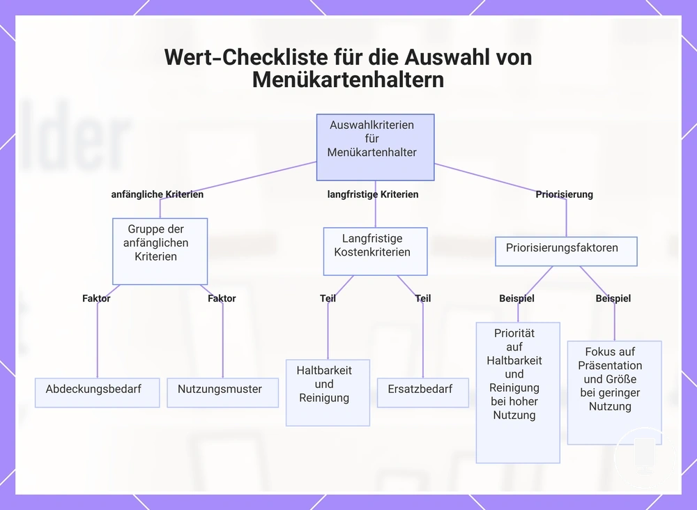 Wert-Checkliste für die Auswahl von Menükartenhaltern