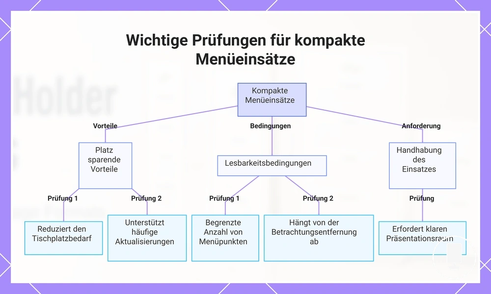 Wichtige Prüfungen für kompakte Menüeinsätze