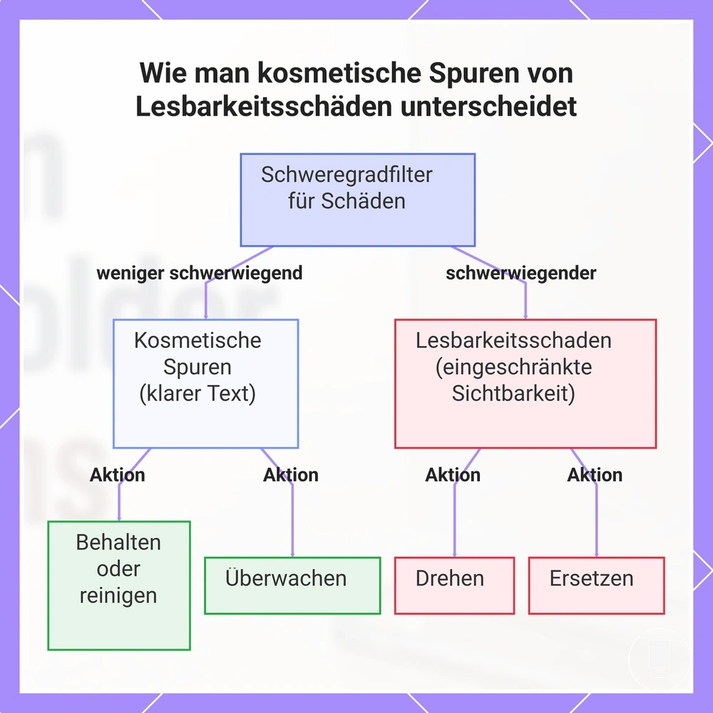 Wie man kosmetische Spuren von Lesbarkeitsschäden unterscheidet