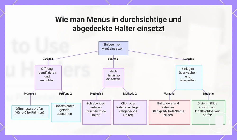 Wie man Menüs in durchsichtige und abgedeckte Halter einsetzt