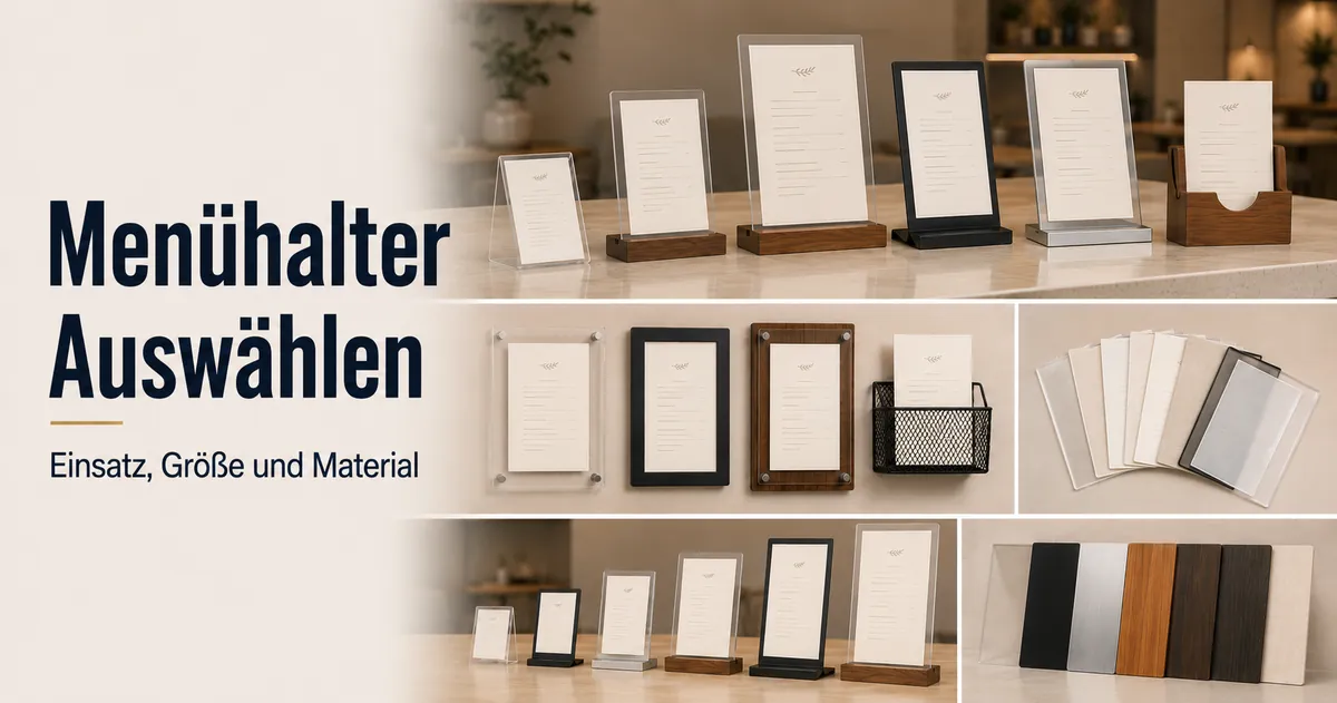 Menühalter im Vergleich nach Einsatz, Größe, Material und Präsentationsstil