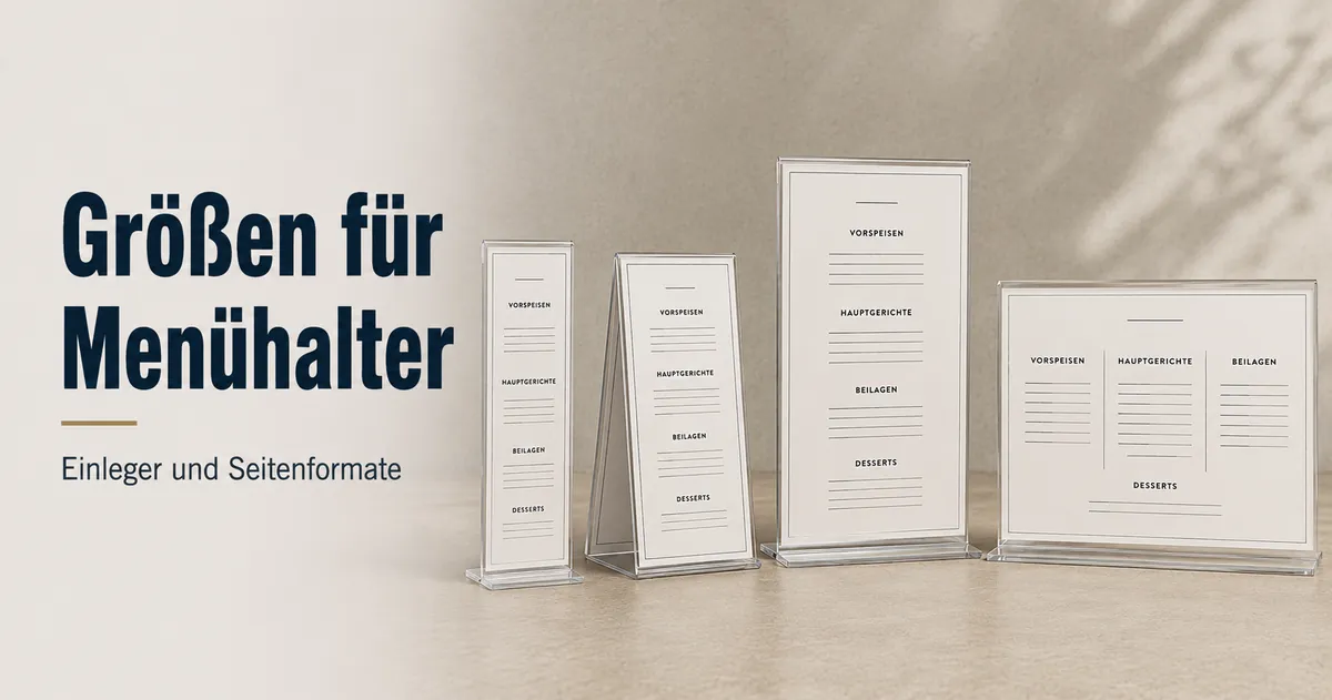 Einleger für Menühalter in verschiedenen Größen und Seitenformaten