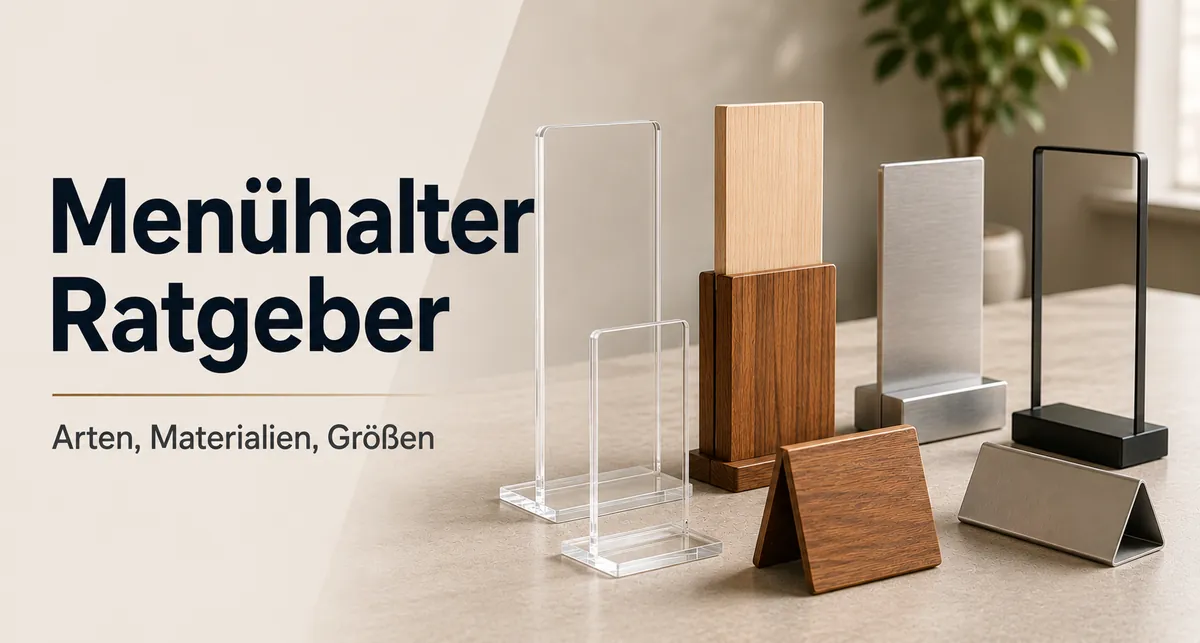 Menühalter in verschiedenen Materialien, Größen und Tischformaten