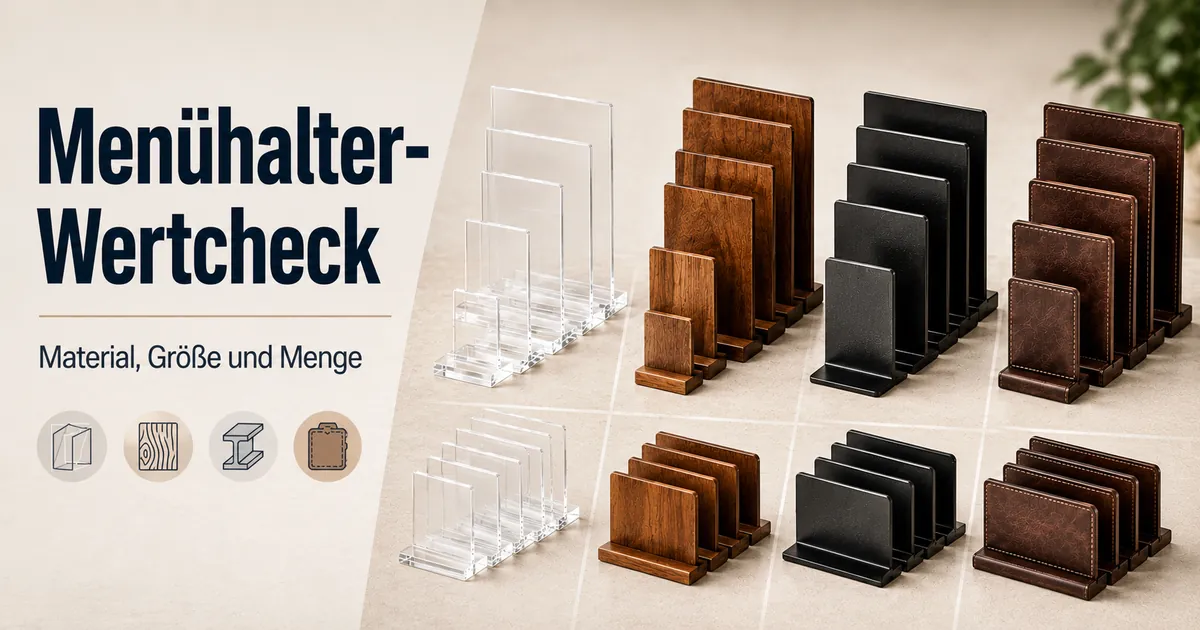 Menühalter im Vergleich nach Material, Größe, Menge und langfristigem Wert