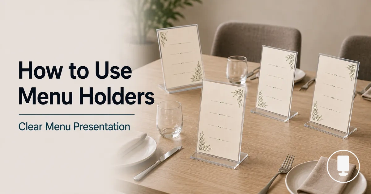 Menu holders arranged for clear menu visibility on a table