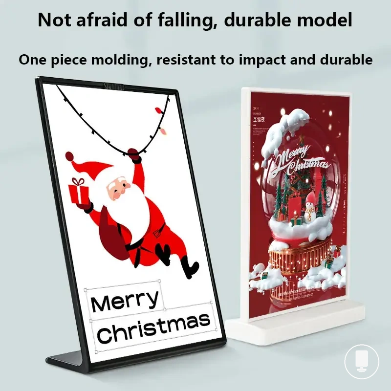 Acrylic L-shaped vertical menu display stand for A4, A5, or A6 cards