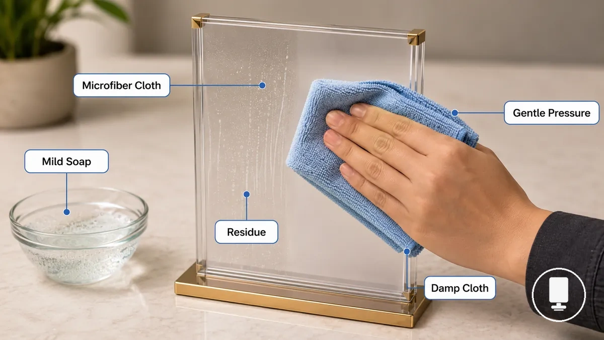 soft cloth and mild soap used to clean a menu holder