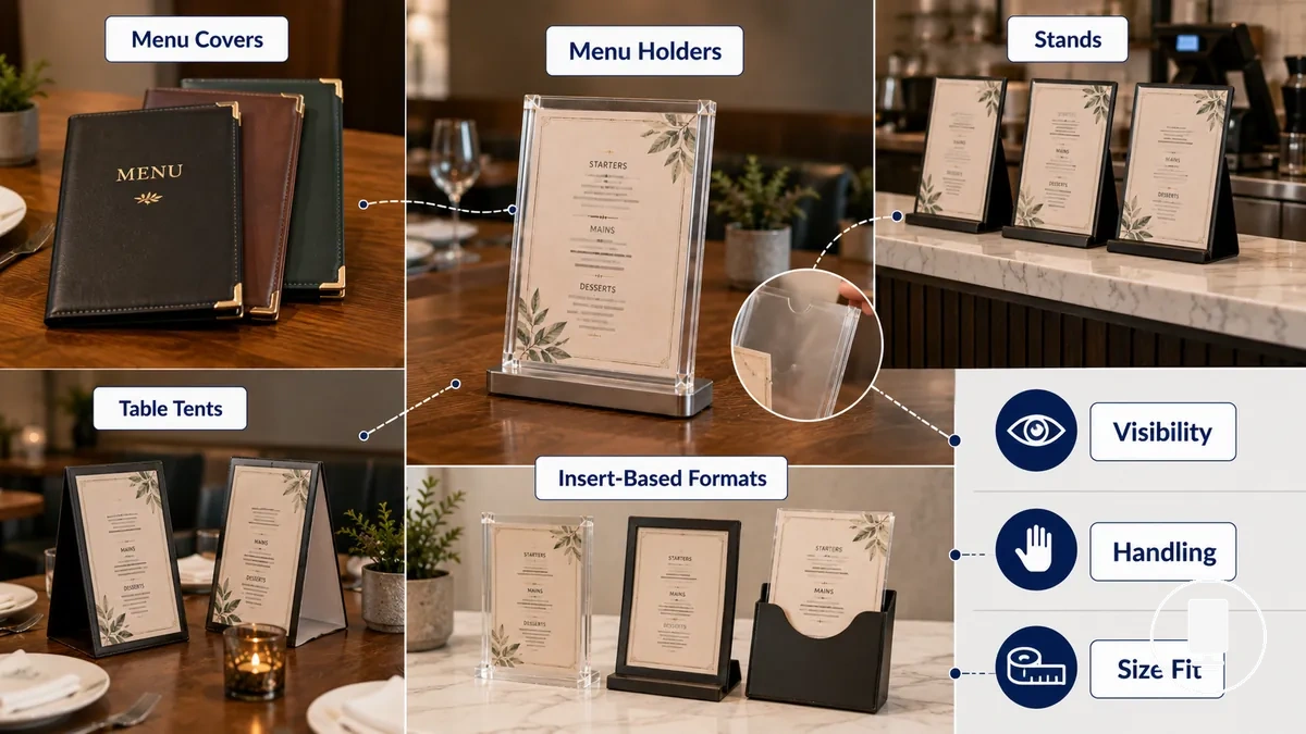 Comparison of menu display formats used across multiple display locations