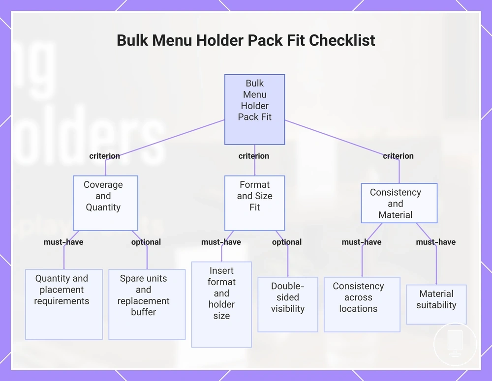 Bulk Menu Holder Pack Fit Checklist