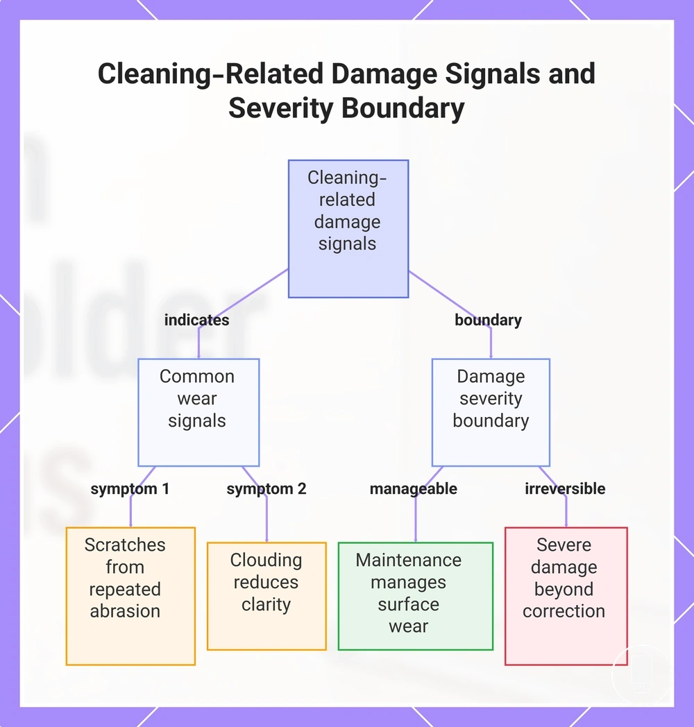 Cleaning-Related Damage Signals and Severity Boundary