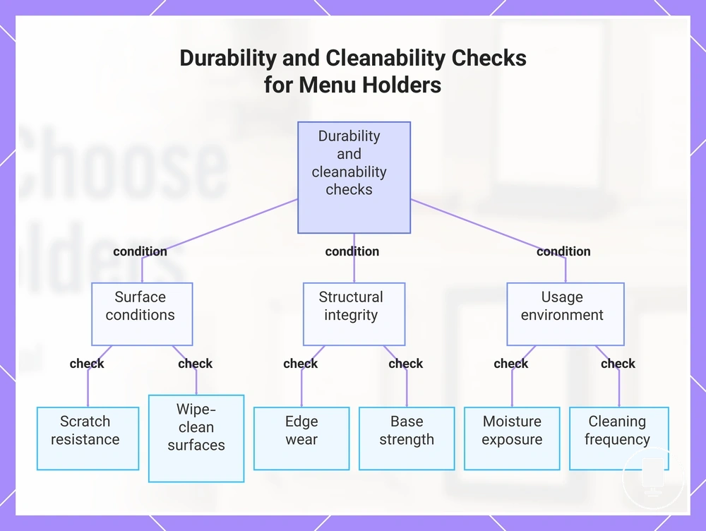 Durability and Cleanability Checks for Menu Holders