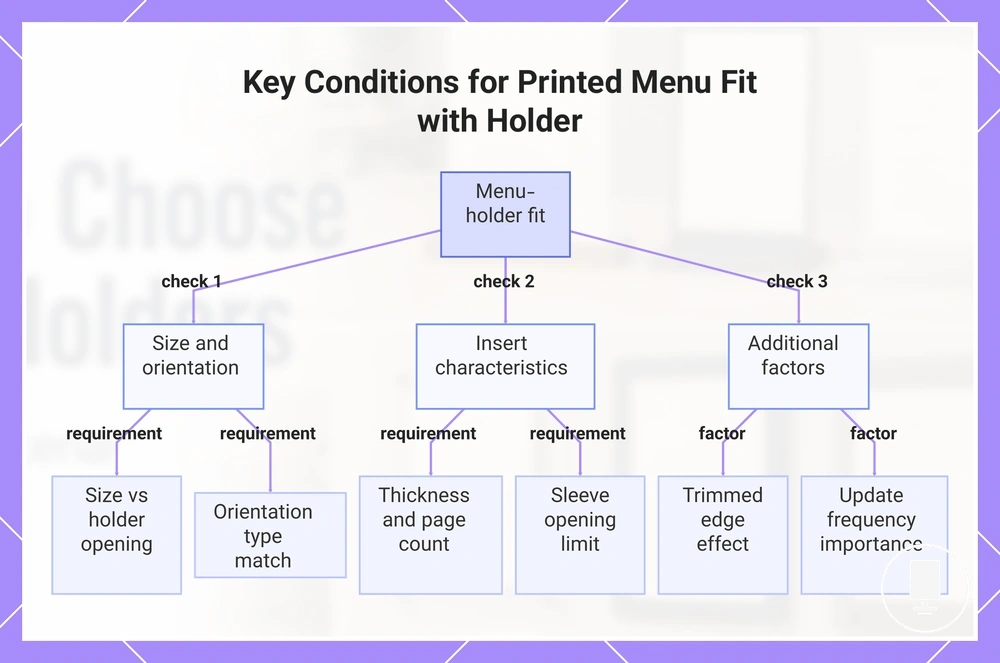 Key Conditions for Printed Menu Fit with Holder