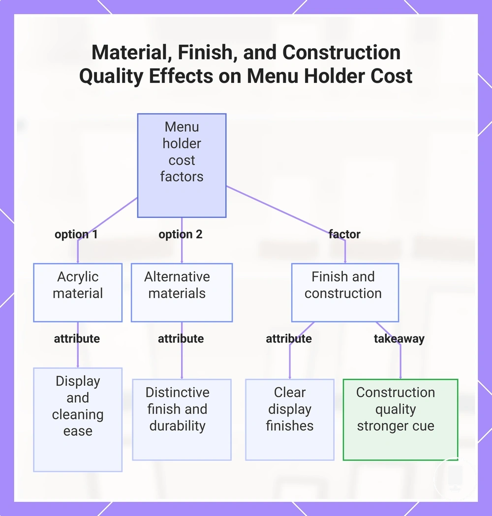 Material, Finish, and Construction Quality Effects on Menu Holder Cost