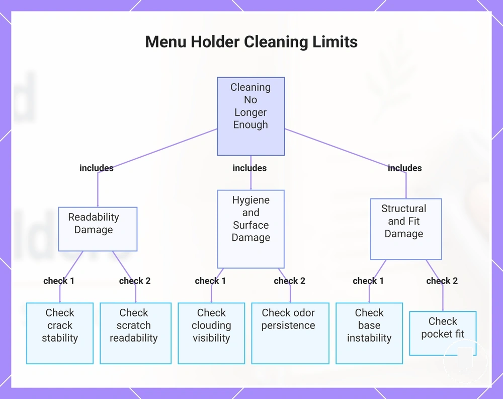 Menu Holder Cleaning Limits