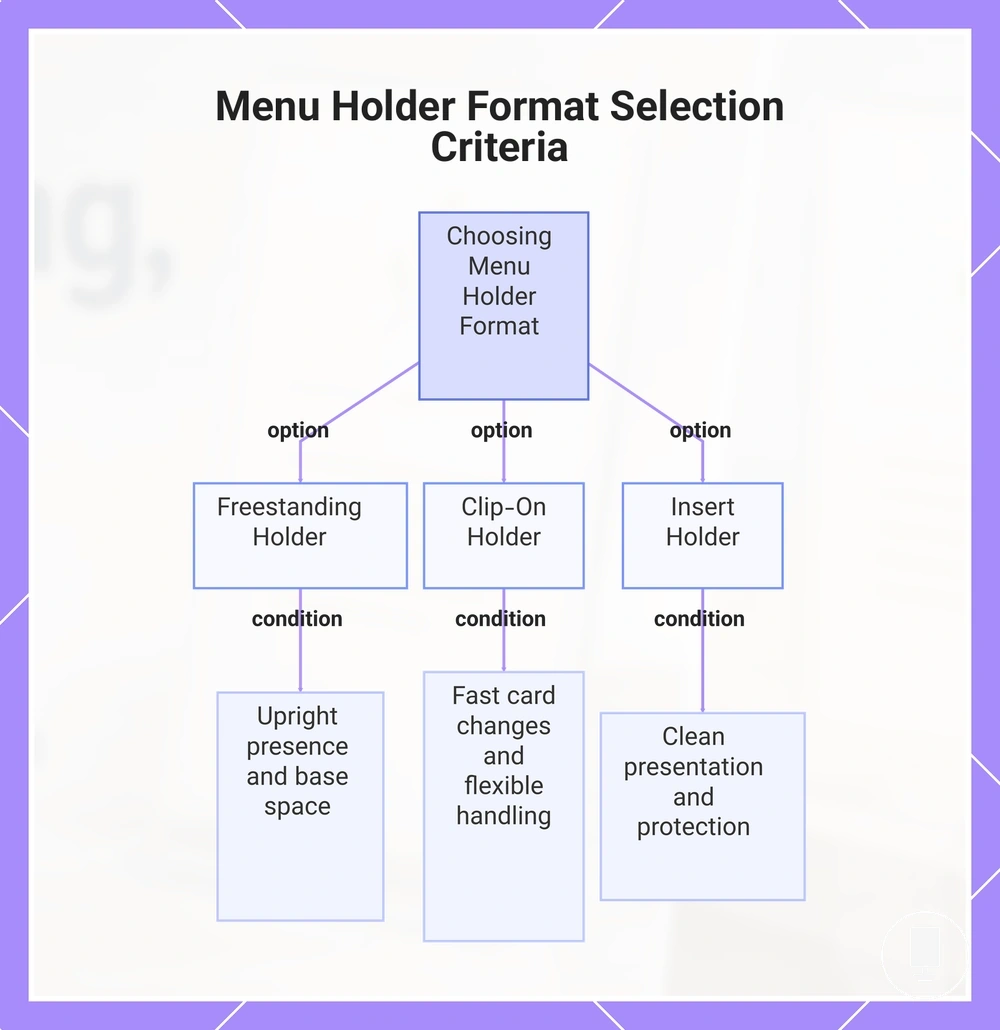 Menu Holder Format Selection Criteria