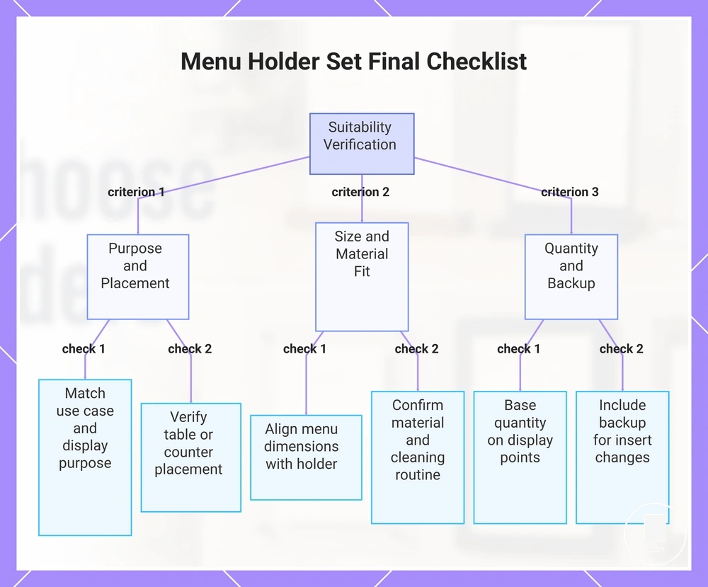 Menu Holder Set Final Checklist