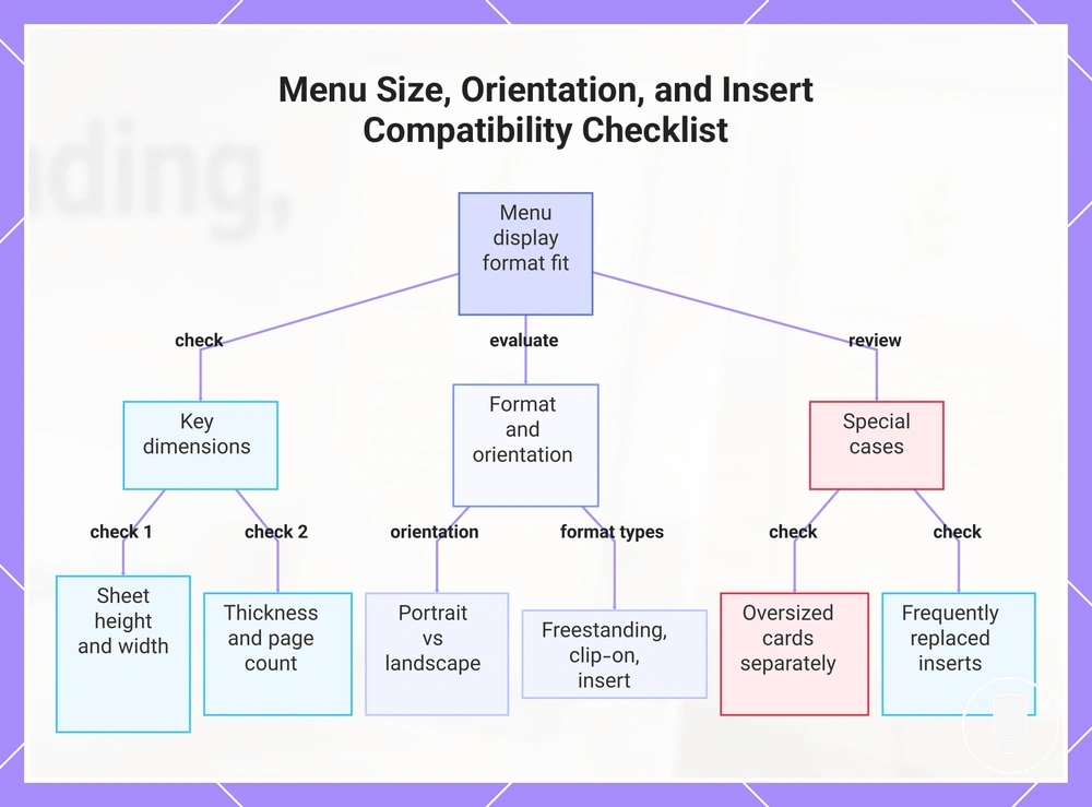 Menu Size, Orientation, and Insert Compatibility Checklist