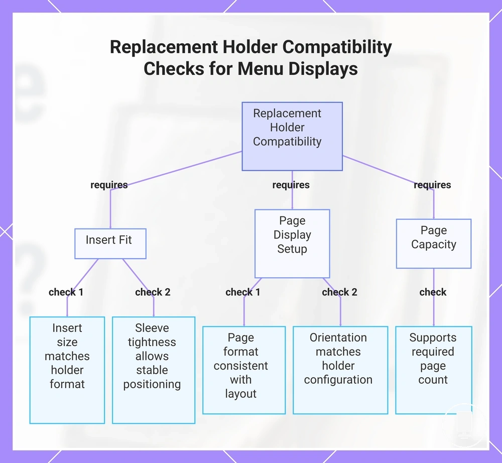 Replacement Holder Compatibility Checks for Menu Displays