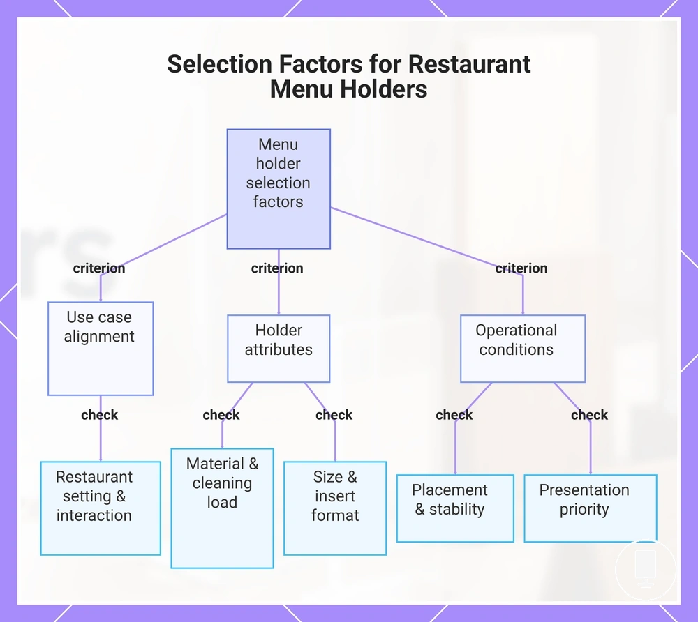 Selection Factors for Restaurant Menu Holders