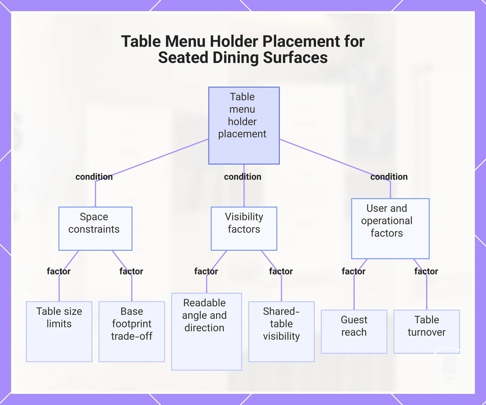 Table Menu Holder Placement for Seated Dining Surfaces