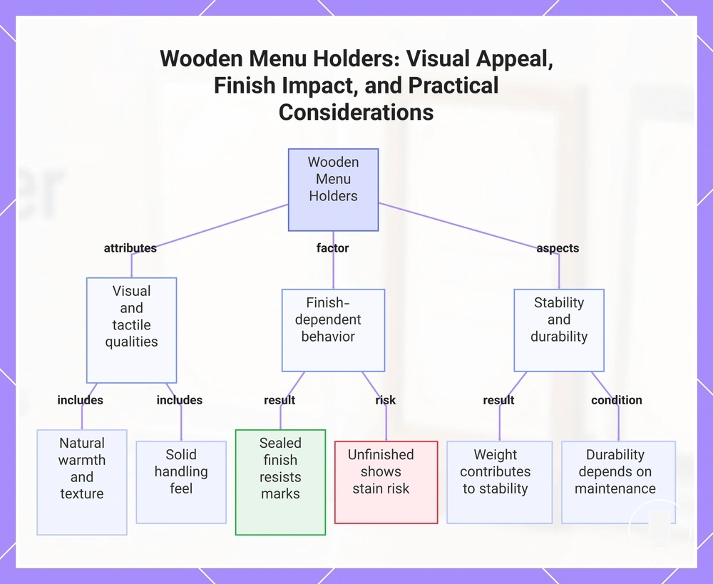 Wooden Menu Holders: Visual Appeal, Finish Impact, and Practical Considerations