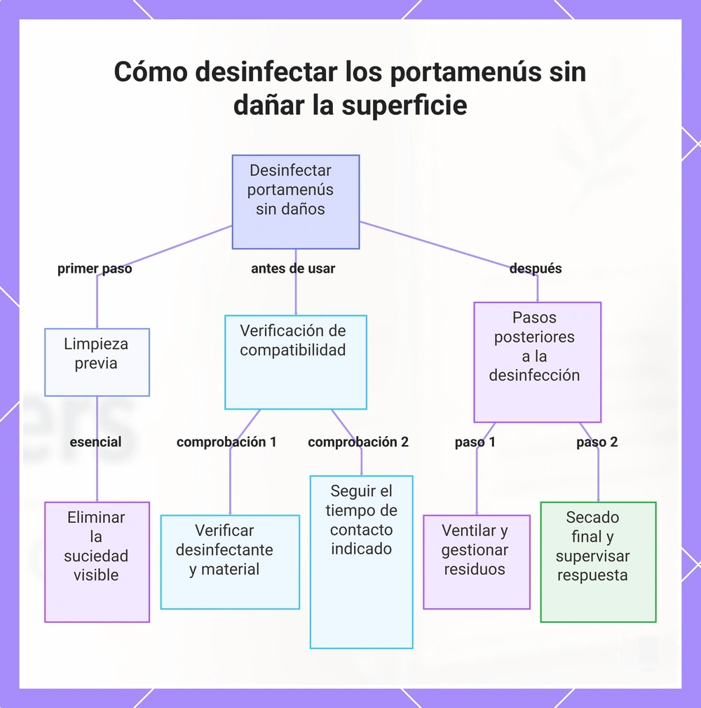 Cómo desinfectar los portamenús sin dañar la superficie