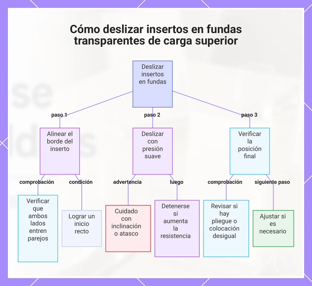 Cómo deslizar insertos en fundas transparentes de carga superior