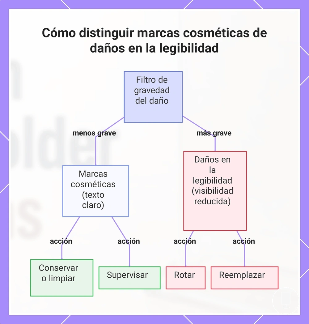 Cómo distinguir marcas cosméticas de daños en la legibilidad