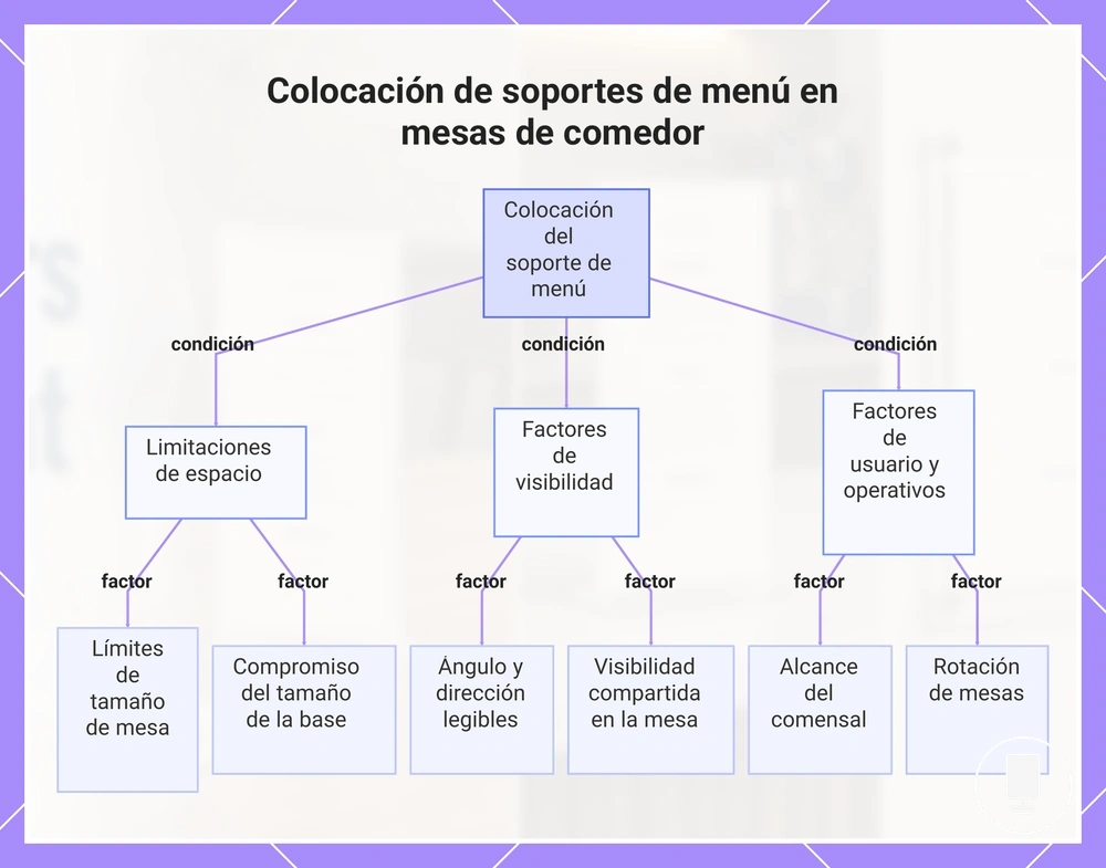 Colocación de soportes de menú en mesas de comedor