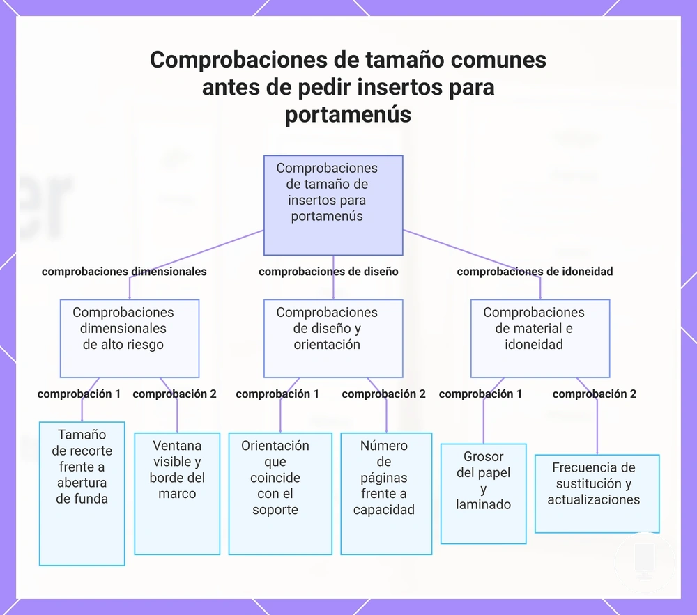 Comprobaciones de tamaño comunes antes de pedir insertos para portamenús