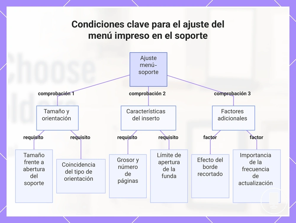 Condiciones clave para el ajuste del menú impreso en el soporte