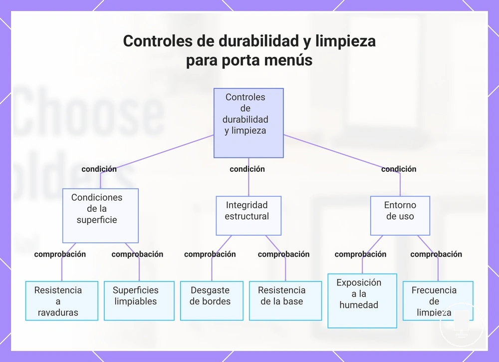Controles de durabilidad y limpieza para porta menús