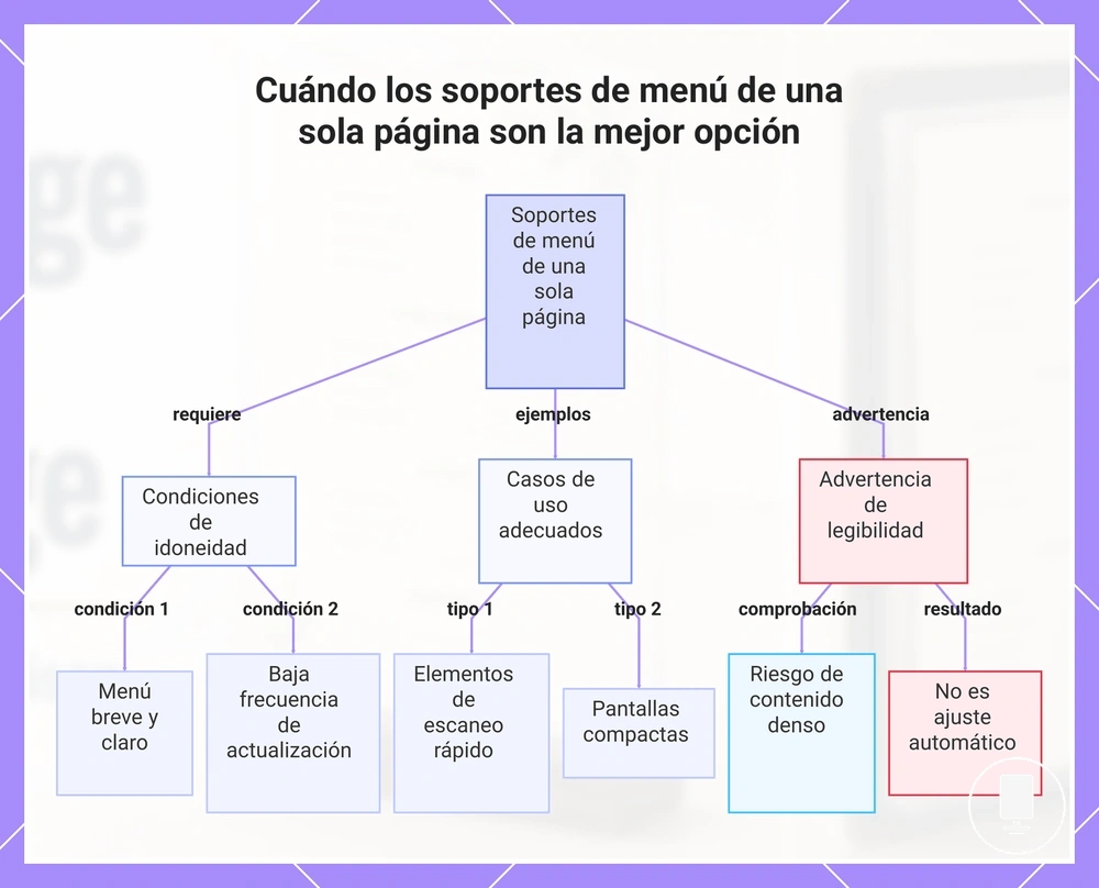 Cuándo los soportes de menú de una sola página son la mejor opción