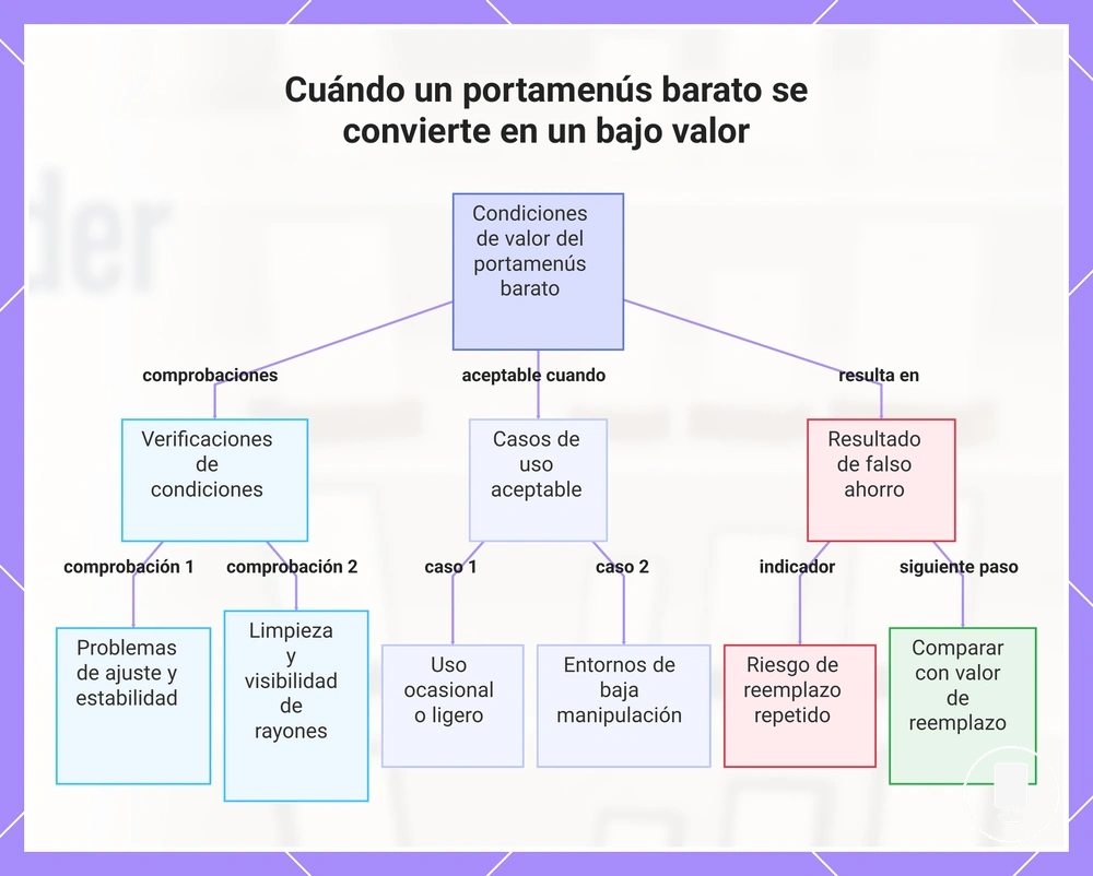 Cuándo un portamenús barato se convierte en un bajo valor