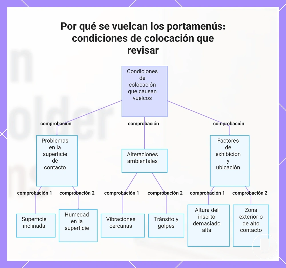 Por qué se vuelcan los portamenús: condiciones de colocación que revisar