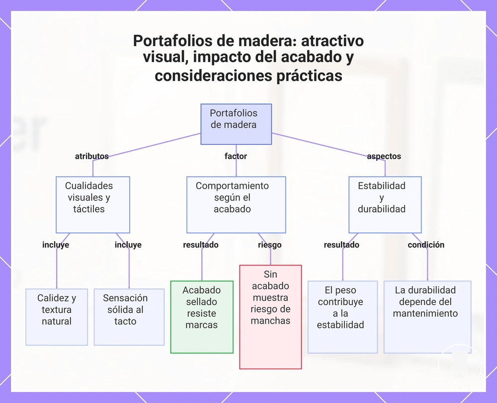 Portafolios de madera: atractivo visual, impacto del acabado y consideraciones prácticas