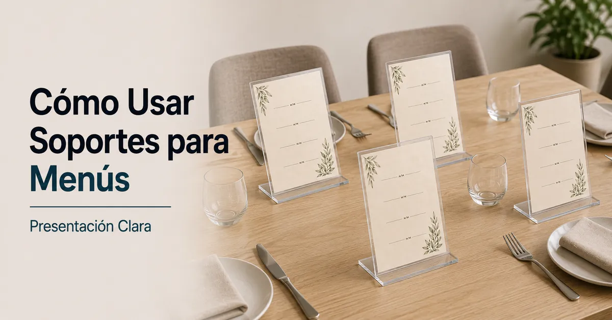 Soportes para menús colocados en una mesa para mejorar la visibilidad de la carta
